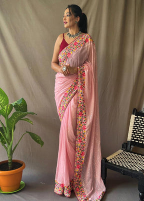 Pink Georgette Saree With Blouse Piece - Indian Silk House Agencies