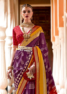 Purple Spun Silk Saree With Blouse Piece - Indian Silk House Agencies