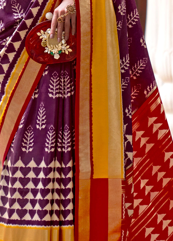 Purple Spun Silk Saree With Blouse Piece - Indian Silk House Agencies