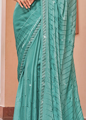 Blue Chiffon Silk Saree With Blouse Piece - Indian Silk House Agencies