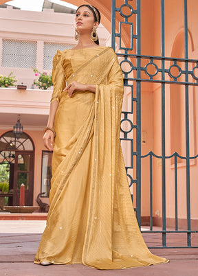 Yellow Chiffon Silk Saree With Blouse Piece - Indian Silk House Agencies