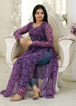 Wine Readymade Georgette Long Kurti - Indian Silk House Agencies