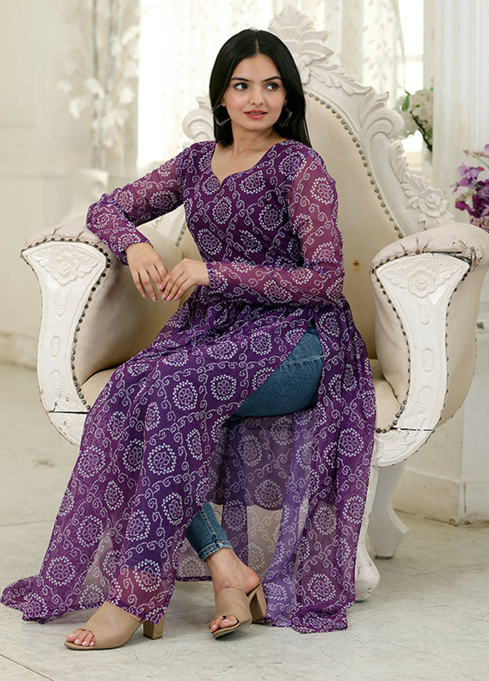 Wine Readymade Georgette Long Kurti - Indian Silk House Agencies