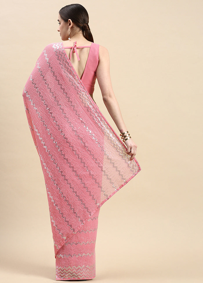 Pink Georgette Saree With Blouse Piece - Indian Silk House Agencies