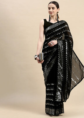 Black Georgette Saree With Blouse Piece - Indian Silk House Agencies