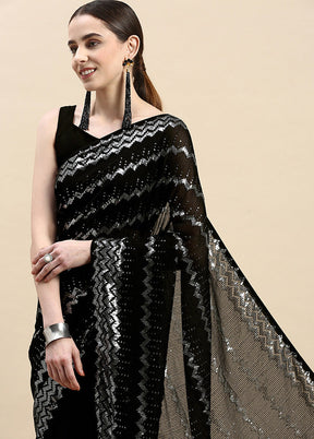 Black Georgette Saree With Blouse Piece - Indian Silk House Agencies