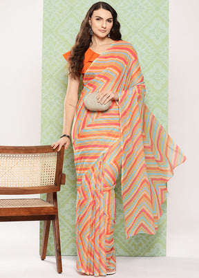 Orange Chiffon Silk Saree With Blouse Piece - Indian Silk House Agencies