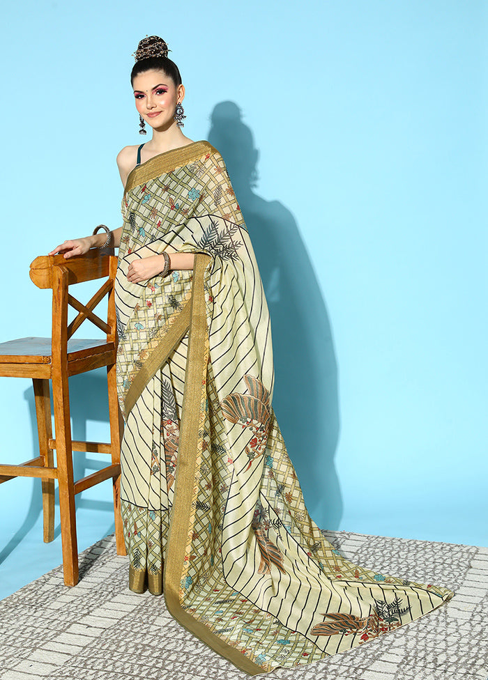 Olive Green Georgette Saree With Blouse Piece - Indian Silk House Agencies