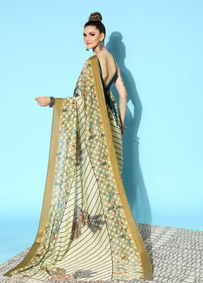 Olive Green Georgette Saree With Blouse Piece - Indian Silk House Agencies