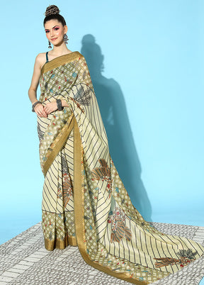 Olive Green Georgette Saree With Blouse Piece - Indian Silk House Agencies