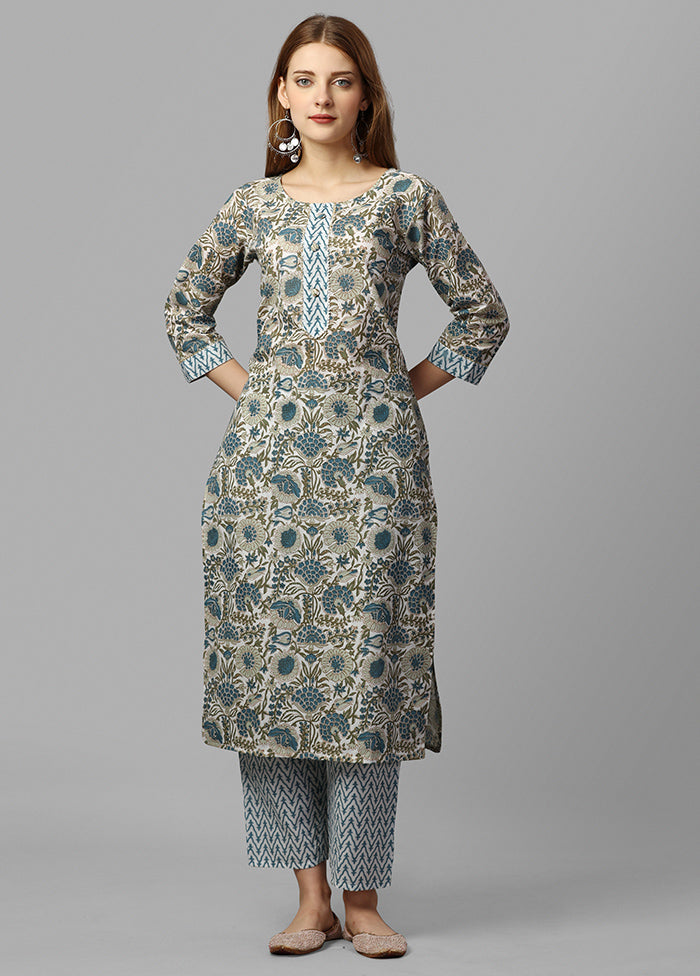 2 Pc Blue Readymade Cotton Kurti Set - Indian Silk House Agencies