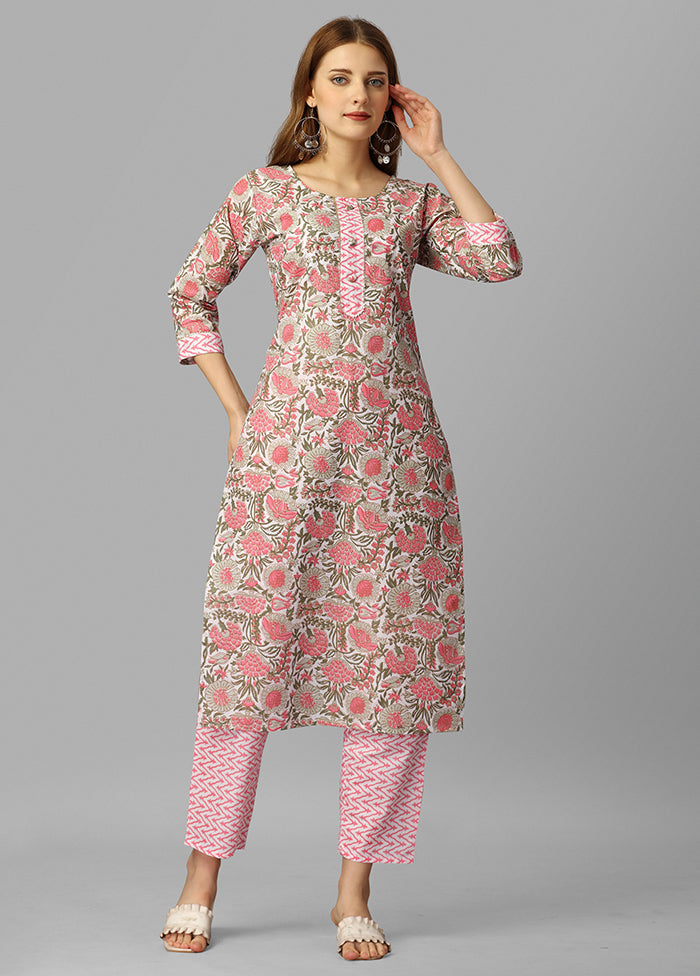 2 Pc Pink Readymade Cotton Kurti Set - Indian Silk House Agencies