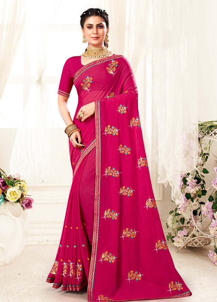 Pink Georgette Saree With Blouse Piece - Indian Silk House Agencies