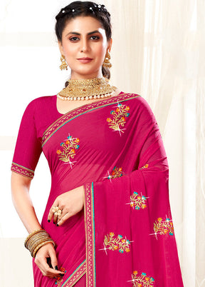 Pink Georgette Saree With Blouse Piece - Indian Silk House Agencies