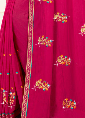 Pink Georgette Saree With Blouse Piece - Indian Silk House Agencies