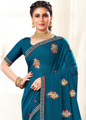 Blue Georgette Saree With Blouse Piece - Indian Silk House Agencies