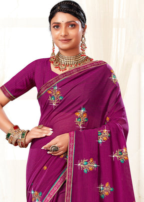 Purple Georgette Saree With Blouse Piece - Indian Silk House Agencies