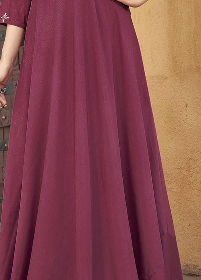 Purple Readymade Silk Gown - Indian Silk House Agencies