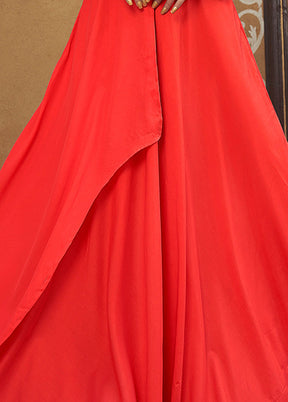 Red Readymade Silk Gown - Indian Silk House Agencies