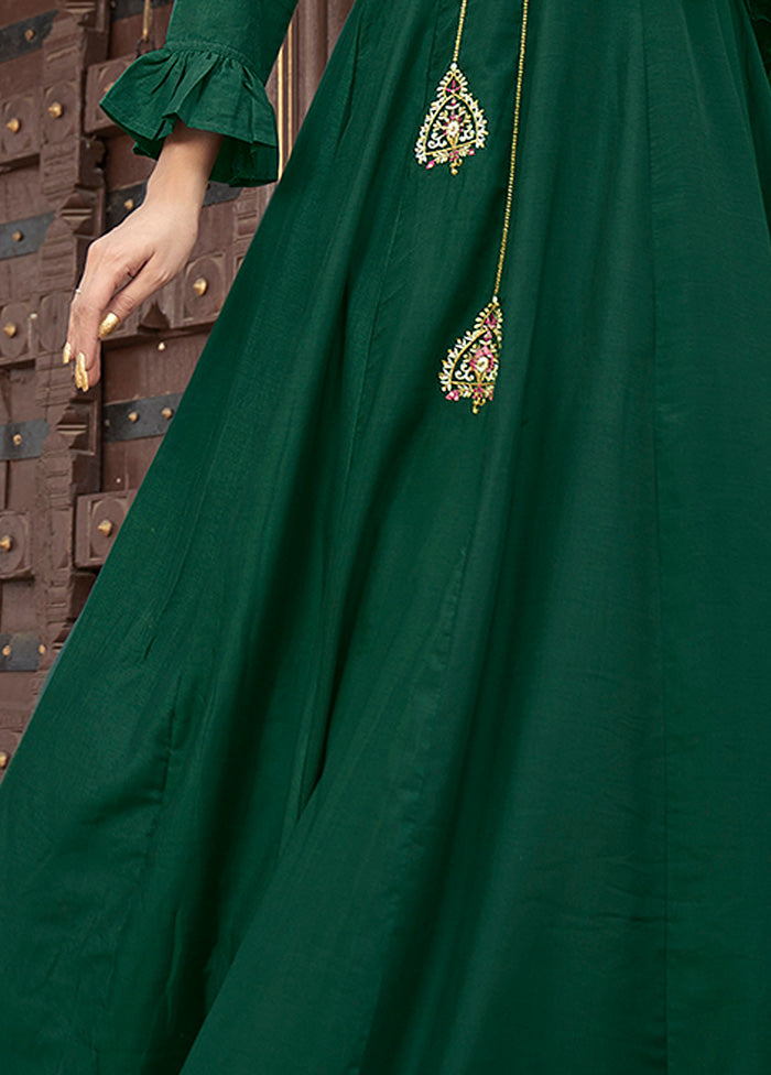 Green Readymade Silk Gown - Indian Silk House Agencies