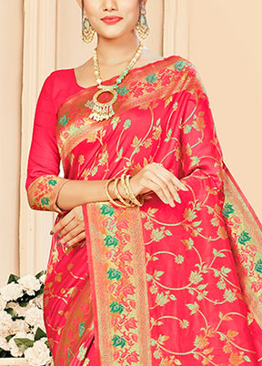 Pink Dupion Silk Saree With Blouse Piece - Indian Silk House Agencies