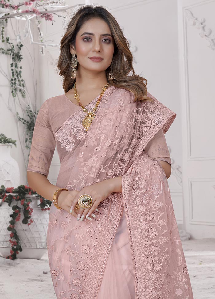 Peach Organza Saree With Blouse Piece - Indian Silk House Agencies