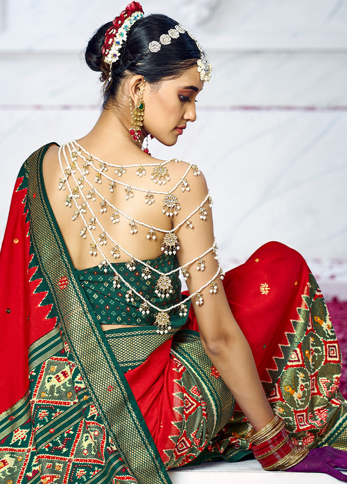 Red Cotton Saree With Blouse Piece - Indian Silk House Agencies