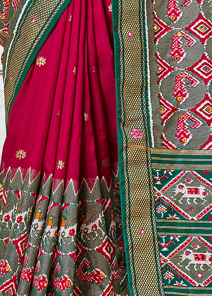 Rose Red Cotton Saree With Blouse Piece - Indian Silk House Agencies