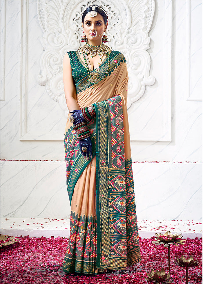 Peach Cotton Saree With Blouse Piece - Indian Silk House Agencies