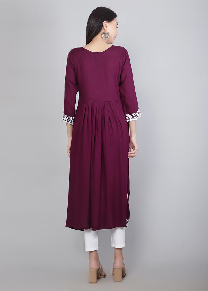 Wine Readymade Rayon Kurti - Indian Silk House Agencies
