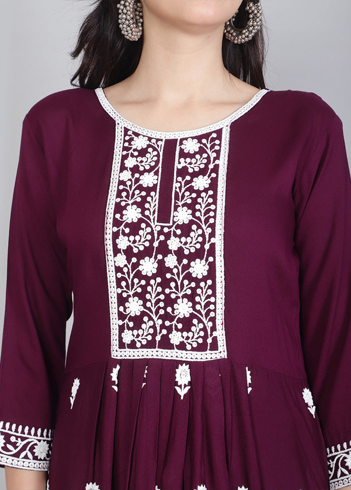 Wine Readymade Rayon Kurti - Indian Silk House Agencies