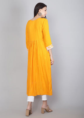 Yellow Readymade Rayon Kurti - Indian Silk House Agencies