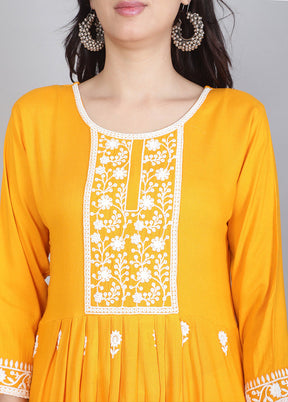 Yellow Readymade Rayon Kurti - Indian Silk House Agencies