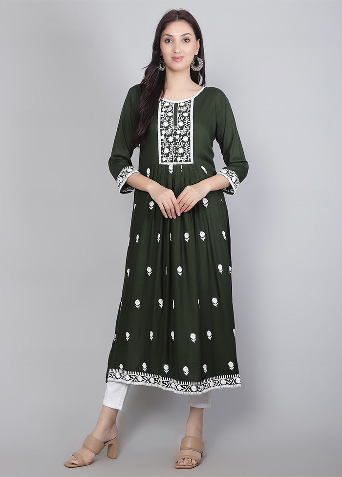 Green Readymade Rayon Kurti - Indian Silk House Agencies