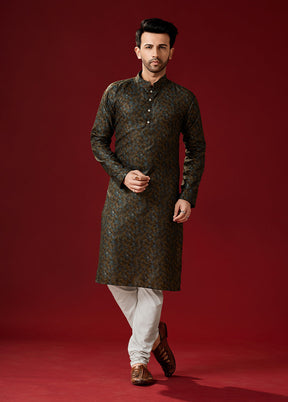 2 Pc Brown Cotton Kurta And Pajama Set - Indian Silk House Agencies