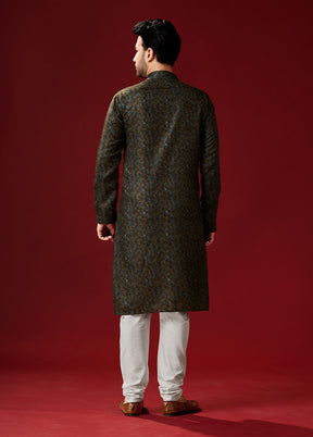 2 Pc Brown Cotton Kurta And Pajama Set - Indian Silk House Agencies