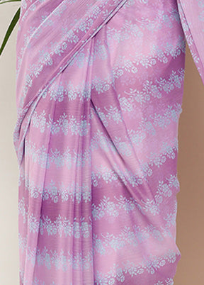 Purple Chiffon Silk Saree With Blouse Piece - Indian Silk House Agencies