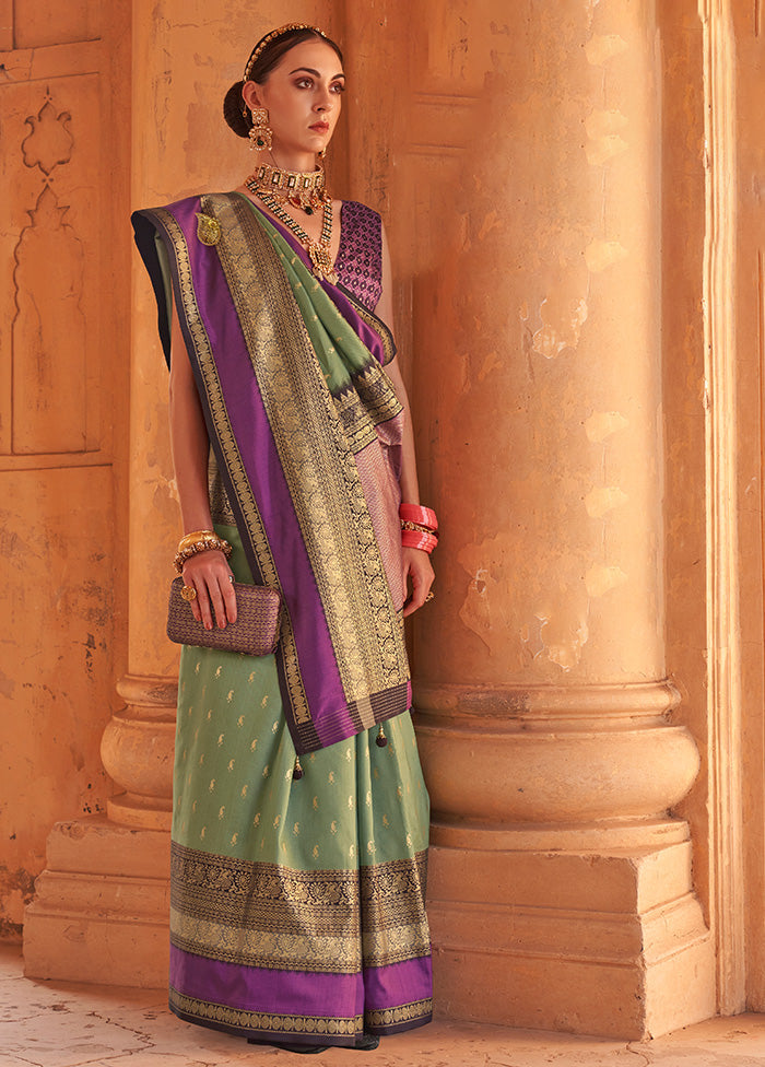 PURPLE Dupion Silk Saree With Blouse Piece - Indian Silk House Agencies