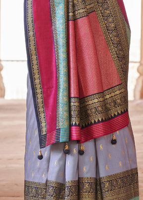 BLUE Dupion Silk Saree With Blouse Piece - Indian Silk House Agencies