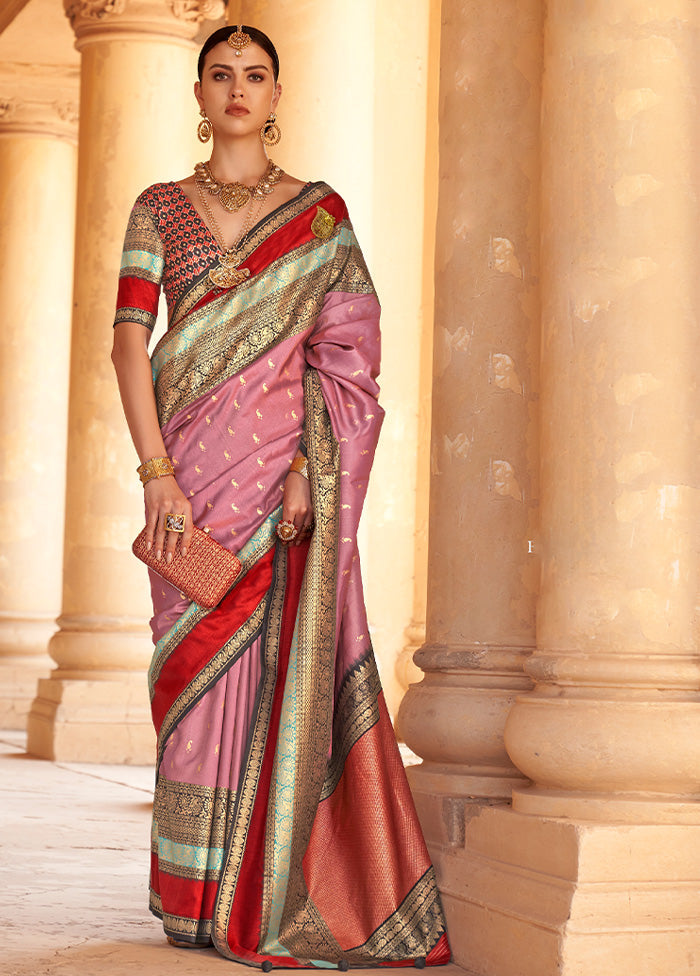 PINK Dupion Silk Saree With Blouse Piece - Indian Silk House Agencies