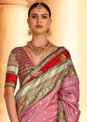 PINK Dupion Silk Saree With Blouse Piece - Indian Silk House Agencies