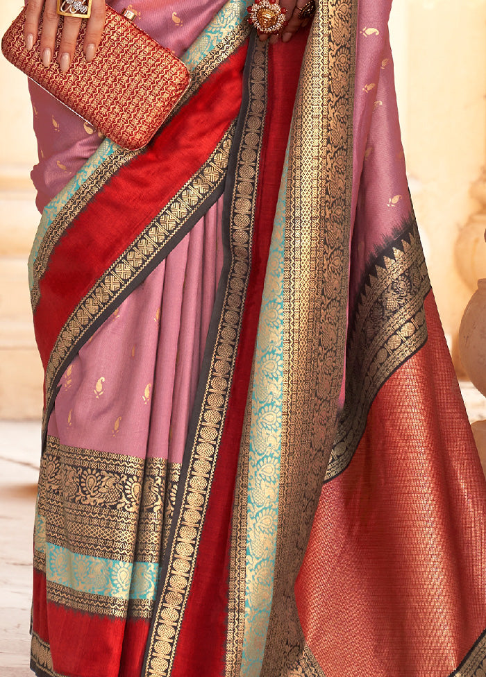 PINK Dupion Silk Saree With Blouse Piece - Indian Silk House Agencies