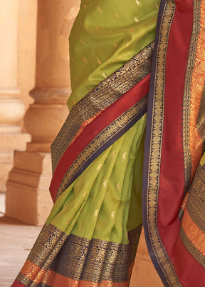 GREEN Dupion Silk Saree With Blouse Piece - Indian Silk House Agencies