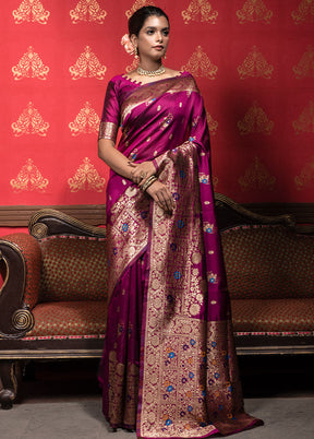 Purple Dupion Silk Saree With Blouse Piece - Indian Silk House Agencies