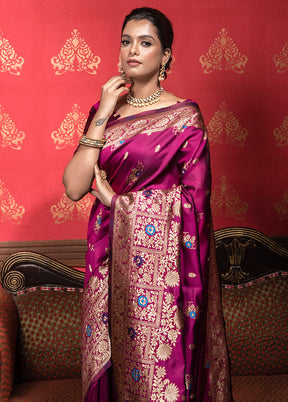 Purple Dupion Silk Saree With Blouse Piece - Indian Silk House Agencies