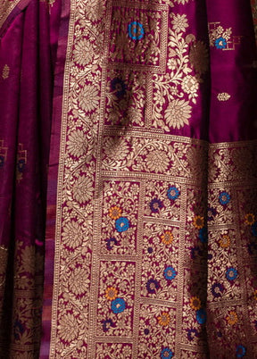 Purple Dupion Silk Saree With Blouse Piece - Indian Silk House Agencies