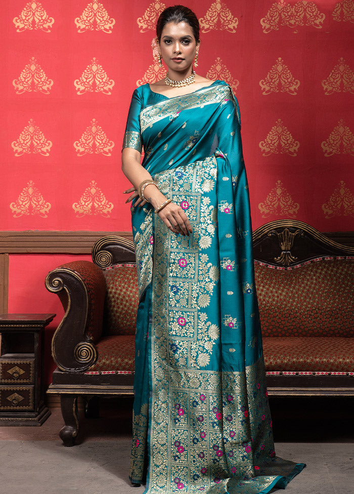 Rama Dupion Silk Saree With Blouse Piece - Indian Silk House Agencies