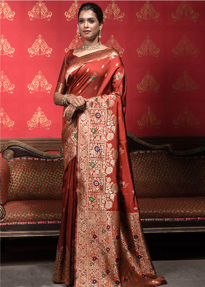 Brown Dupion Silk Saree With Blouse Piece - Indian Silk House Agencies