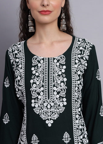 Green Readymade Rayon Kurti - Indian Silk House Agencies