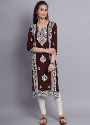 Coffee Readymade Rayon Kurti - Indian Silk House Agencies